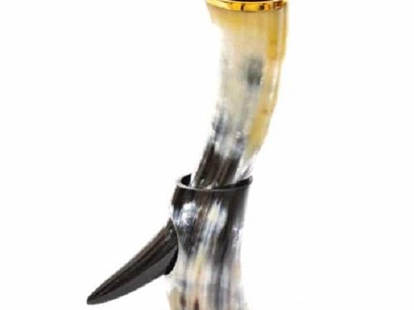 Handmade Drinking Horn with Stand – Beer Drinking Mug